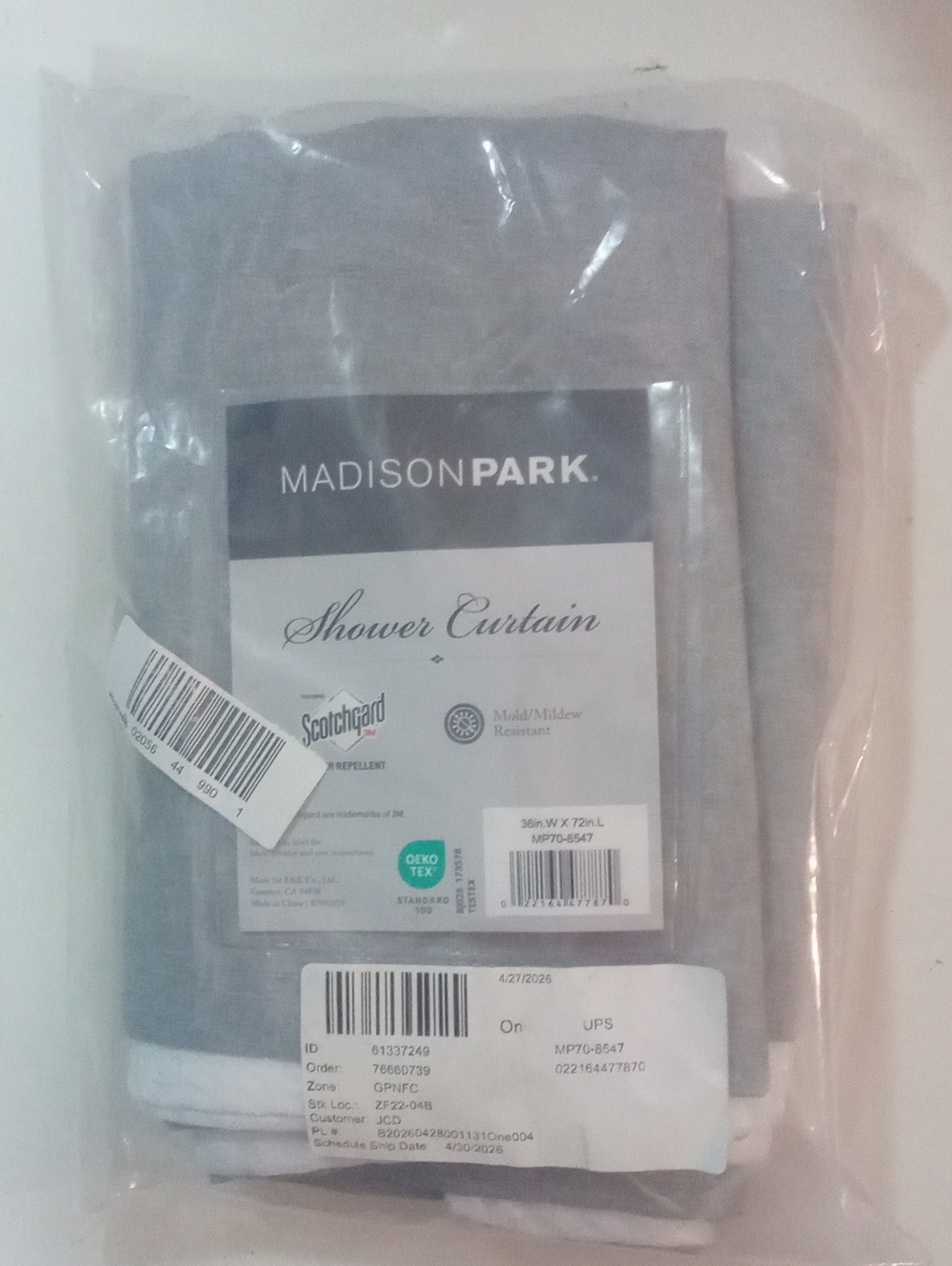 Madison Park Spa Waffle Stripe Shower Curtain NWT $50